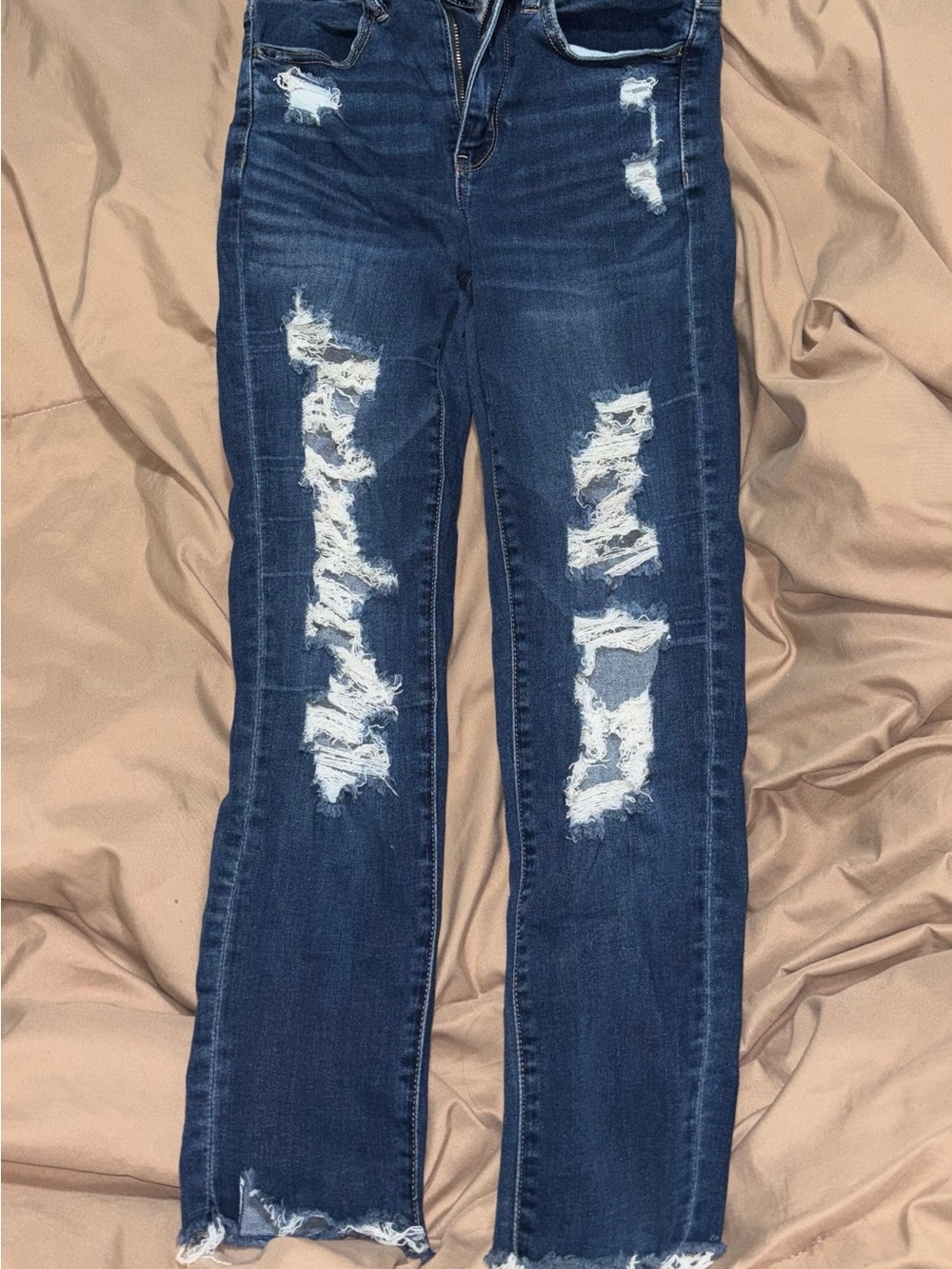 American Eagle Outfitters Dark Blue Distressed Skinny Jeans